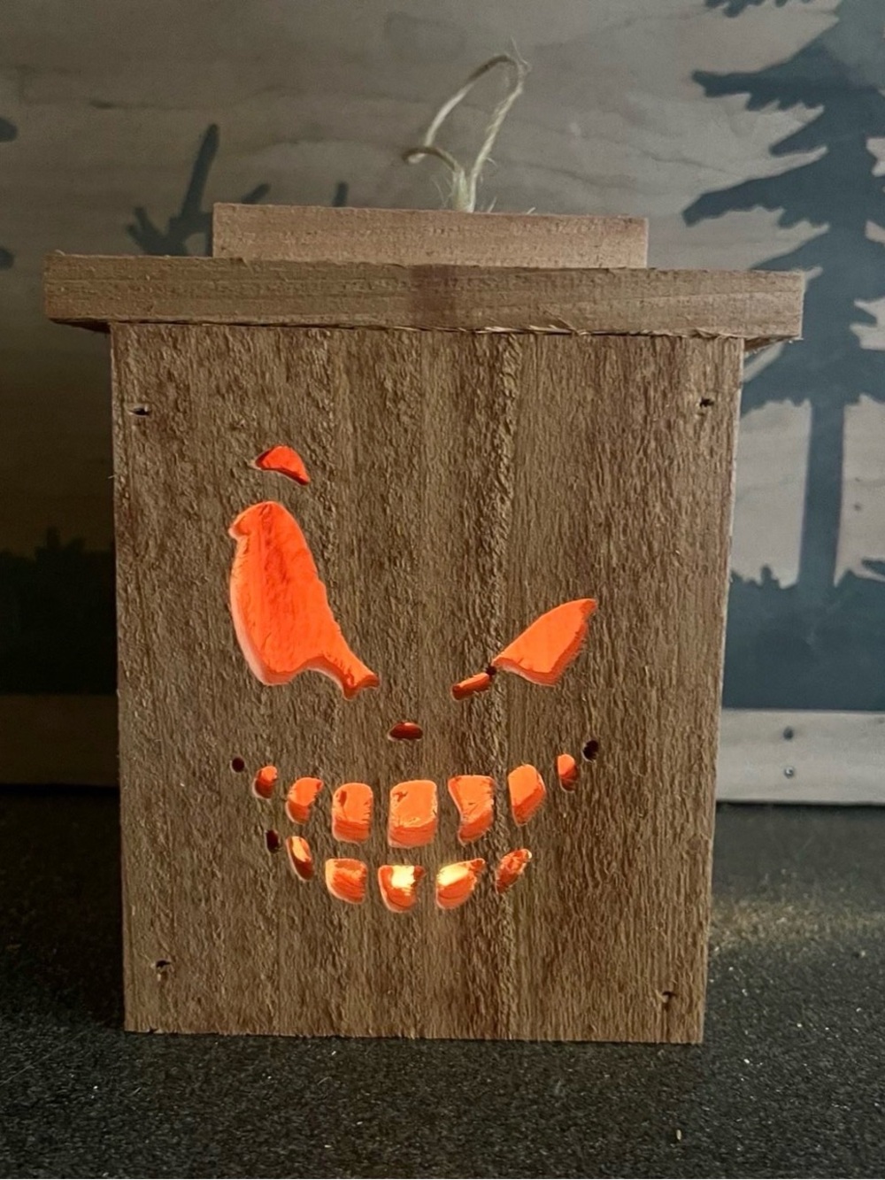 Rustic Wooden Halloween Lantern